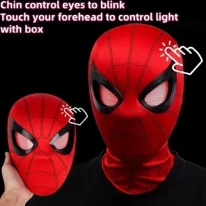 Red Spiderman Face Mask Moving Eyes With Jaw Motion And Light (Colored Box)